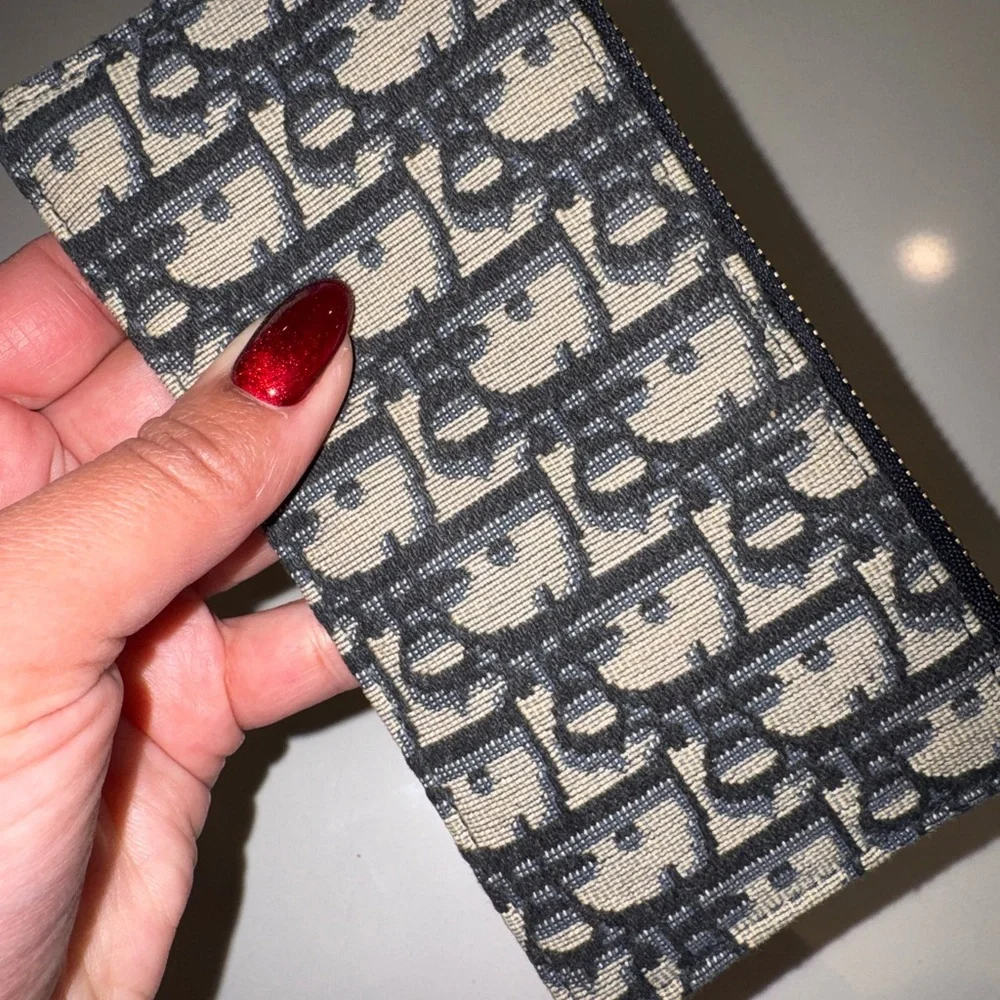 Dior Black and Cream Canvas Pouch
